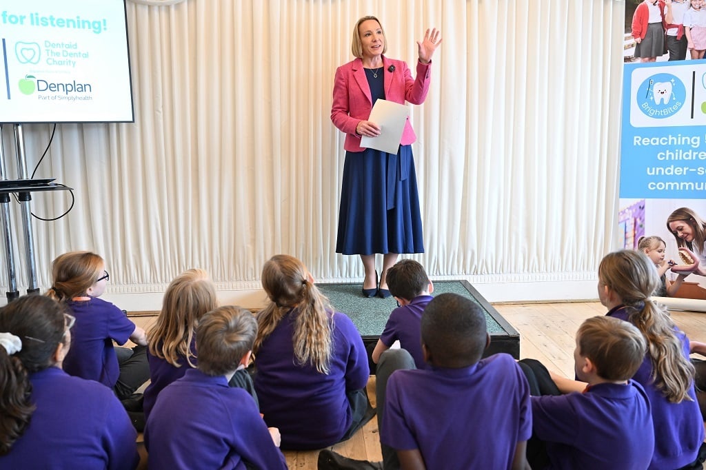 6. Helen Morgan MP during a BrightBites session with the children of Cordwalles schoosssl. Credit Matt CrossickPA Media Assignments (2)
